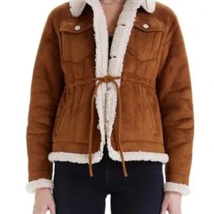 Mother The Drawstring Faux Fur Lined Jacket size SMALL